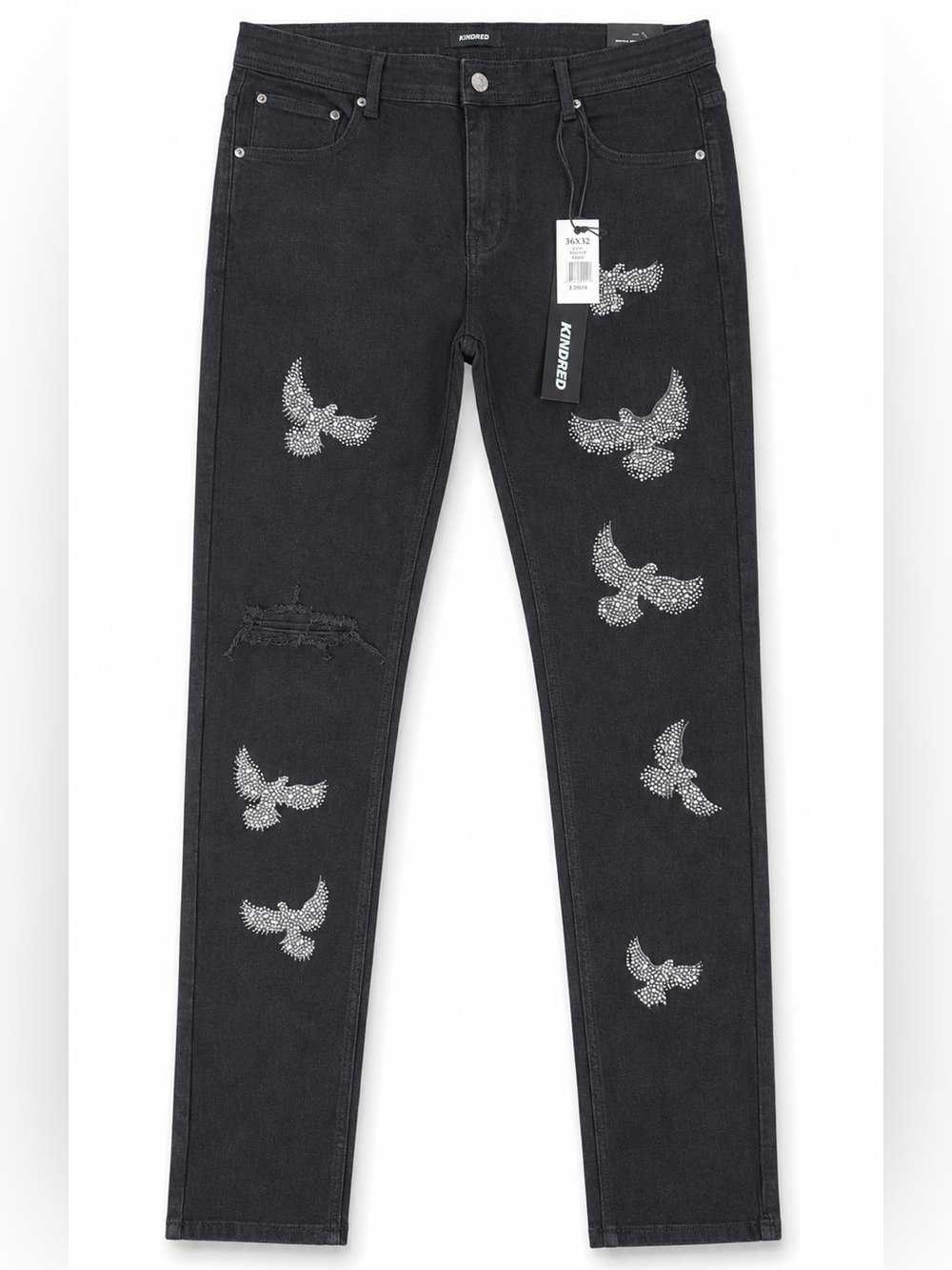 KINDRED Black Skinny Jeans with Crystal Dove Embellishments